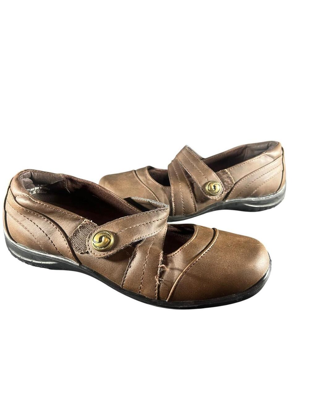 Easy Street Brown Mary Jane Comfort Flats